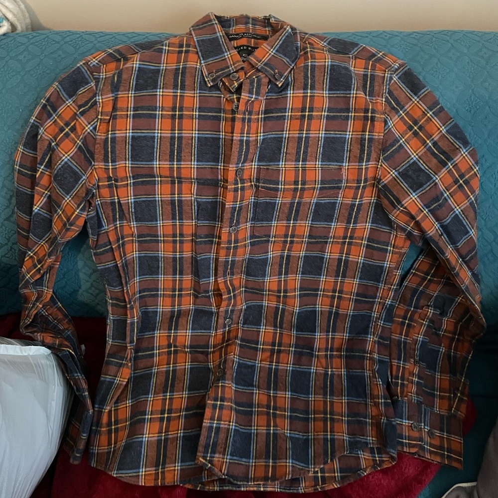 Banana Republic Orange and Blue Checkered Shirt